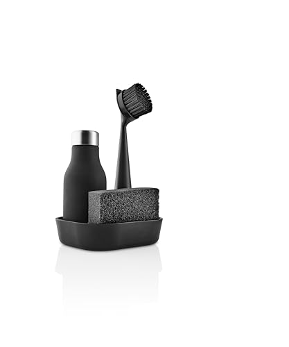 EVA SOLO | Dishwashing Set | Soap Dish, Liquid Soap Dispenser, Dish Brush & Sponge | Dish Washing Accessories | Black
