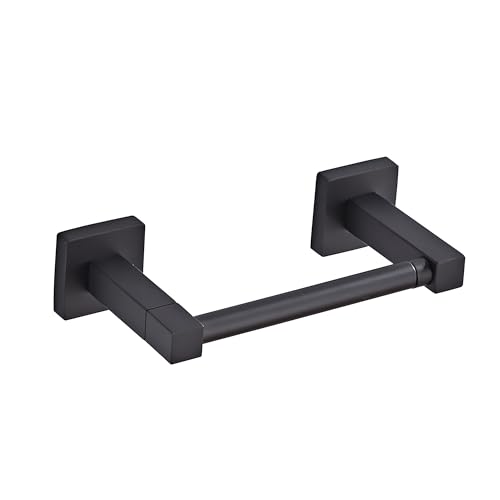 Matte Black Toilet Paper Holder Wall Mount, Bathroom Toilet Paper Holder for SUS 304 Stainless Steel, Double Post Pivoting Square Toilet Paper Roll Holder for Bathroom RV Paper Towels for TP - color: Square Matte Black