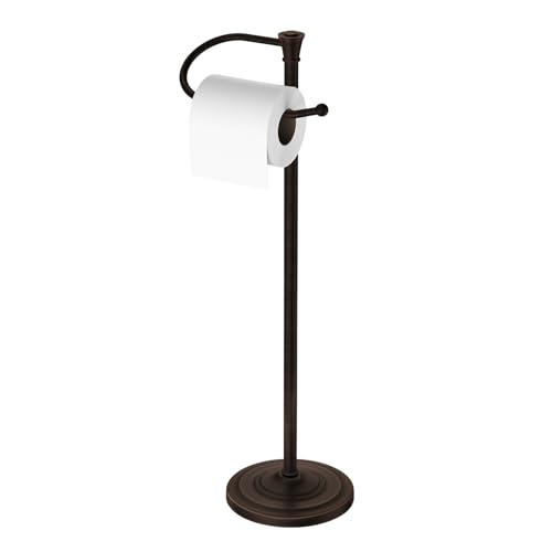Toilet Paper Holder Free Standing, 25” H Stainless Steel Oil Rubbed Bronze Toilet Paper Stand, Weighted Base Floor Tissue Roll Holder for Bathroom,Toilet Roll Stand - color: Oil Rubbed Bronze