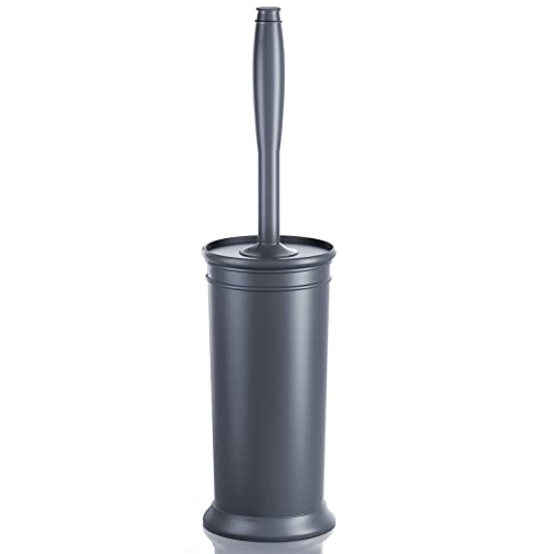 Toilet Brush, Toilet Bowl Brush with Extra Long Handle Durable Bristles Toilet Scrubber and Covered Holder for Toilet Brush Set for Bathroom Cleaning (Gray, 1 Set) - color: Gray