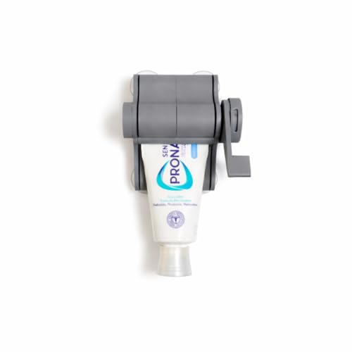 Toothpaste Dispenser, One-Hand Operation, Wall Mounted, Quick Installation. (Grey/Black)