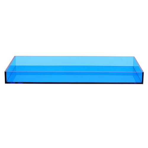 ROYALITA Acrylic Tray Bathroom Tray for Countertop, Guest Towel Holder Tray for Napkin Perfume Jewelry Makeup, Vanity Trays for Soap Dispenser, Aromatherapy, Cup & Candle, Blue - color: Blue