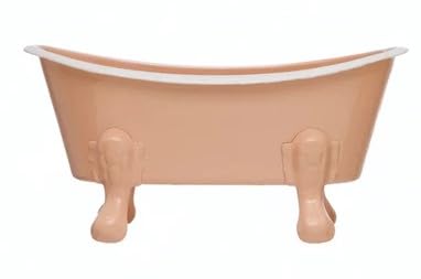 Rustic Enamel 1 Piece 5.5" Metal Clawfoot Mini Bathtub Soap Dish Mini Bath Tub Decoration Clawfoot Tub Soap Caddy Collection (Peach) - color: Peach