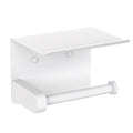 VAEHOLD Self Adhesive Toilet Paper Holder with Phone Shelf Stainless Steel Wall Mounted Toilet Paper Roll Holder - Bathroom Washroom Tissue Roll Holder with Storage Shelf - White - color: White