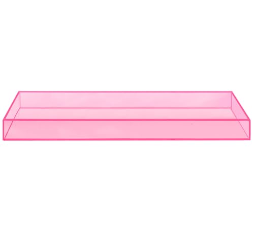ROYALITA Acrylic Tray Bathroom Tray for Countertop, Guest Towel Holder Tray for Napkin Perfume Jewelry Makeup, Vanity Trays for Soap Dispenser, Aromatherapy, Cup & Candle, Pink - color: Pink
