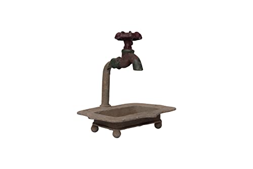 Creative Co-Op Rustic Metal Soap Dish with Faucet - color: Rust, style: Soap Dish
