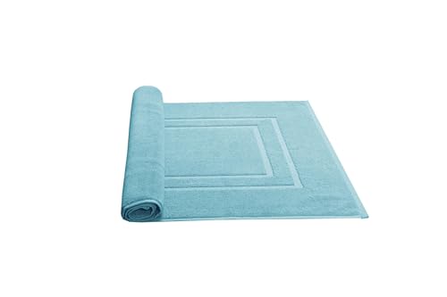 Feather & Stitch 2 Piece Towel Like Bath Mats (30x21 Inch) 100% Cotton Terry Bath Mats, Bathroom Shower Floor Mats [NOT A Bathroom Rug], Soft Absorbent Washable Mats - Aqua - color: Aqua