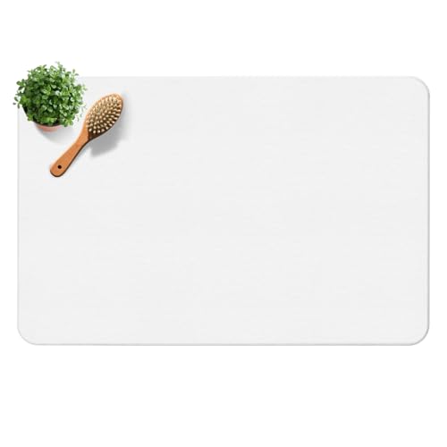 Diatomite Stone Bath Mat, Premium Non-Slip Natural Diatomaceous Earth Bathtub Quick Drying Mats for Bathroom Floor (23.6" x 15.4" White) - color: White, size: 23.6" x 15.4"