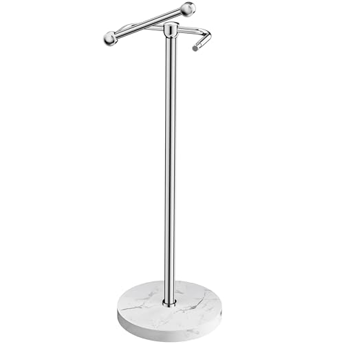 RARXTR Toilet Paper Holder Stand, Bathroom Free Standing Toilet Paper Stand with Modern Marble Base, Post Pivoting Toilet Paper Stand with Stainless Steel Tissue Rack, Rust-Proof & Heavy Base(Chrome) - color: Chrome, size: With Marble Base