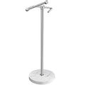 RARXTR Toilet Paper Holder Stand, Bathroom Free Standing Toilet Paper Stand with Modern Marble Base, Post Pivoting Toilet Paper Stand with Stainless Steel Tissue Rack, Rust-Proof & Heavy Base(Chrome) - color: Chrome, size: With Marble Base