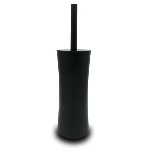 Vince Camuto Toilet Bowl Brush with Holder, Durable Bathroom Cleaning Tool, Modern Design for Easy Toilet Maintenance, Bathroom Cleaner Brush for Efficient Cleaning and Hygiene - color: Matte Black