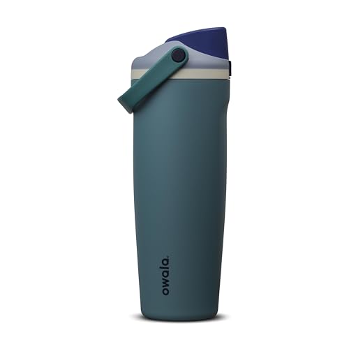 Owala FreeSip Sway Insulated Stainless Steel Water Bottle with Two-Way Spout, Built-In Straw and Bucket Handle, Made for Travel, School, and Sports, 30oz, BPA Free, Leak Proof, Denim - color: Denim, size: 30 Ounces
