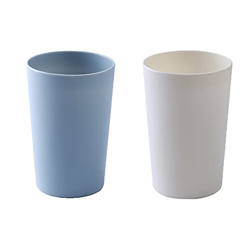 Simple Drinking Cup, Household Plastic Cup, Couple Toothbrush Holder, Large Capacity 300ml (10 oz) Mug (Blue & White)