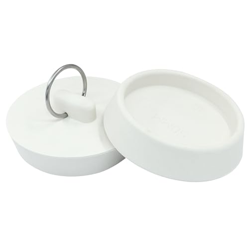 2 Pack Rubber Drain Stopper, White, 2 Inch | Durable, Fits Bathtub Drain Plug, Hanging Ring, For Kitchen and Bathroom - style: 2 Inch