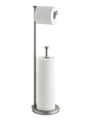 SunnyPoint Free Standing Bathroom Toilet Paper Holder Stand with Reserve, Reserve Area has Enough Space for Jumbo Roll - color: Brush Nickel