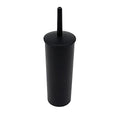 Casaphoria Compact Freestanding Plastic Toilet Bowl Brush and Holder for Bathroom Storage and Organization - Space Saving, Sturdy, Deep Cleaning, Covered Brush - Black - style: Short_handle