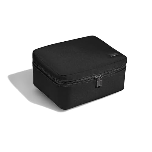 Away The Cosmetics Bag - Water-Repellent Cosmetic Travel Bag with Detachable Brush Organizer, Spill-Proof Bottom Compartment, Transparent Pockets - Jet Black - color: Jet Black