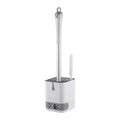 Toilet Bowl Brush and Holder,Toilet Brush with Crevice Cleaning Brushes,No Dead Corner Clean Wall Mounted Compact Toilets Brushes Set,Durable Bristles for Bathroom,RV(White Grey)