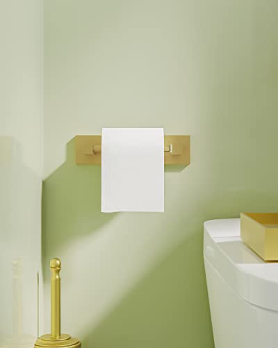 Ruacq Gold Toilet Paper Holder Double Post Pivoting Square Tissue Holders Roll Holder Hangers Brushed Gold Toilet Paper Stand Bathroom Stainless Steel and Zinc Alloy Modern Wall Mounted - color: Brushed Gold, size: Square