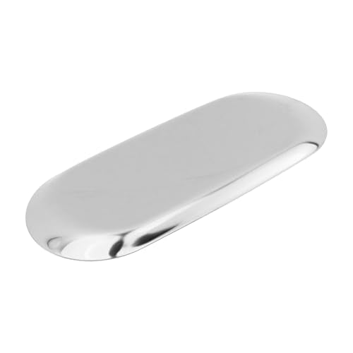 Dnyta Stainless Steel Decorative Tray, Decor Jewelry Dish, Rose Gold Bathroom Decor Makeup Serving Trays for Dresser, 9 x 3.7in Cosmetics Home Decor for Keys Watch Wallet Trinket (Oval, Silver) - style: Oval silver style (1pcs)