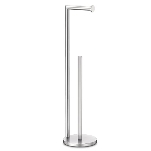 Toilet Paper Holder Stand, Toilet Paper Holder Free Standing, Toilet Paper Stand, Brushed Nickel Toilet Paper Holder with Storage, Rustproof Toilet Paper Holders for 4 Rolls (Brushed Nickel) - color: Brushed Nickel