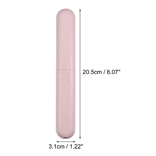VOCOSTE 2pcs, Traveling Toothbrush Holders Case, PP Toothbrush Case for Travel Business, Beige, Pink, 8.07''x1.22''x0.83''