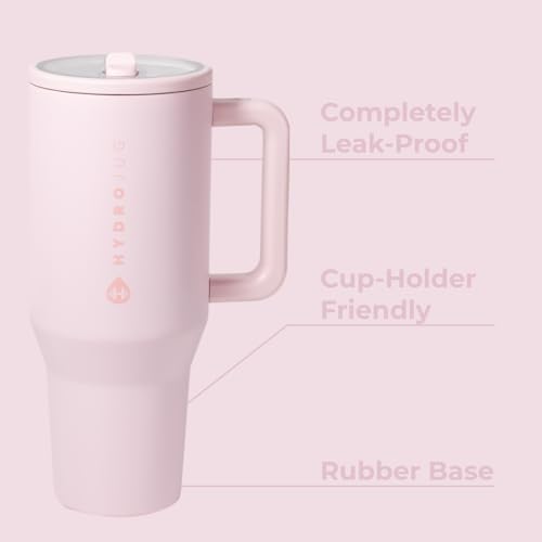 HydroJug Traveler 32oz, Insulated Tumbler with Handle & Straw, Pink Sand - color: Pink Sand, size: 32 Ounces