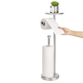 Toilet Paper Holder Stand with Phone Shelf, Freestanding TP Holder, Holds 5 Rolls, Stainless Steel (Brushed Nickel) - color: Brushed Nickel