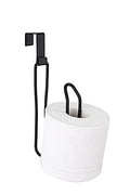 SunnyPoint Over The Tank Toilet Tissue Paper Roll Holder Dispenser and Reserve for Bathroom Storage and Organization - Metal, Hanging, Holds 1 Roll (Black) - color: Black