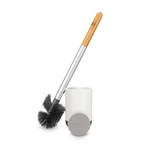 Full Circle Scrub Queen, Bathroom Toilet Brush with Ceramic Holder and Instant-Dry Coating for Mold & Mildew Prevention, More Hygenic Toilet Cleaning Scrubber, Replaceable Head, White - color: Starter Kit, style: Toilet Brush