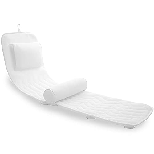 AEROiVi Full Body Bath Pillow with Lumbar Pillow Bathtub Cushion with 14 Suction Cups 3D Air Mesh Fit Any Tub Luxury Bathroom Accessories - size: 50 inch