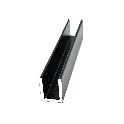 Brixwell SDCD38BL-CCP4 Black 3/8" Fixed Panel Shower Door Deep U-Channel 4 inch Sample - color: Black, size: 4 Inch - Sample