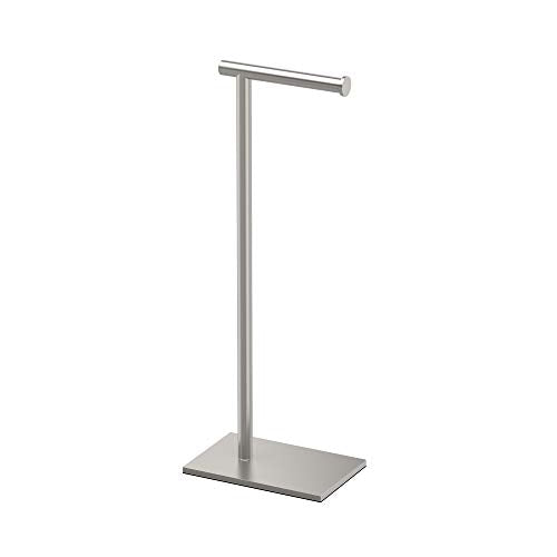 Gatco 1431SN Bathroom Toilet Paper Holder Stand, Freestanding Tissue Roll Holder, Weighted Base, Satin Nickel, 22.25 Inch, Modern Rectangle Base - color: Satin Nickel, 22.25"h