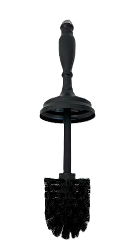 Splash Home Buena Stainless Steel Toilet Brush with Holder, Bowl Scrubber with Durable Cleaning Bristles, Hidden Brush with Splash Protective Disc Design - Matte Black - color: Matte Black