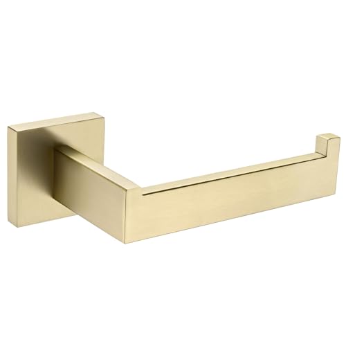 Angle Simple Toilet Paper Holder, SUS304 Stainless Steel Bathroom Tissue Holder, Open Arm Paper Roll Hanger Wall Mount, Brushed Gold - color: Brushed Gold