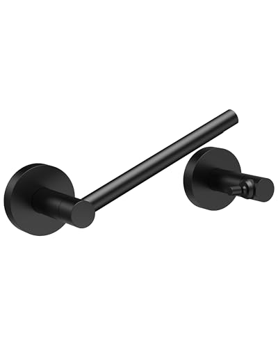 RUACQ Bathroom Toilet Paper Holder, Double Post Pivoting Wall Mounted Toilet Paper Holders, Stainless Steel and Zinc Alloy Bathroom Tissue Holder(Matte Black) - color: Matte Black, size: Wall Mounted