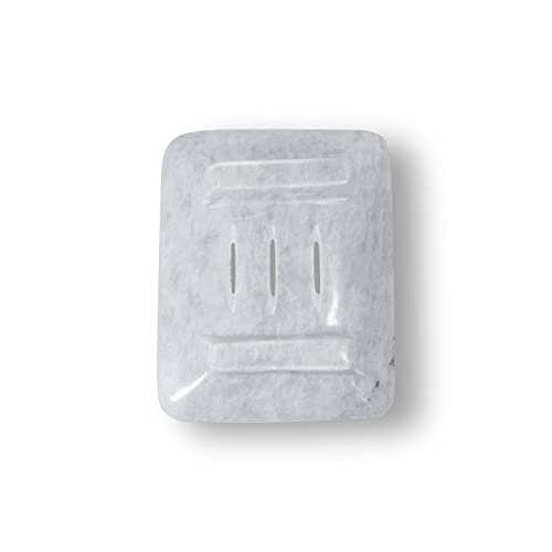 Luxury Handmade Cloudy White Marble Soap Dish Holder with Drain for Bathroom and Shower, Best Bath Products & Sponge Tray for Kitchen & Housewarming Gifts., Cloudy White, 4x5x0.75, (SD2021) - color: White