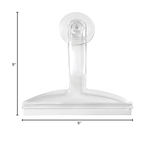 8" Clear Plastic Suction Squeegee Shower Window Cleaner | Suction Storage Hook