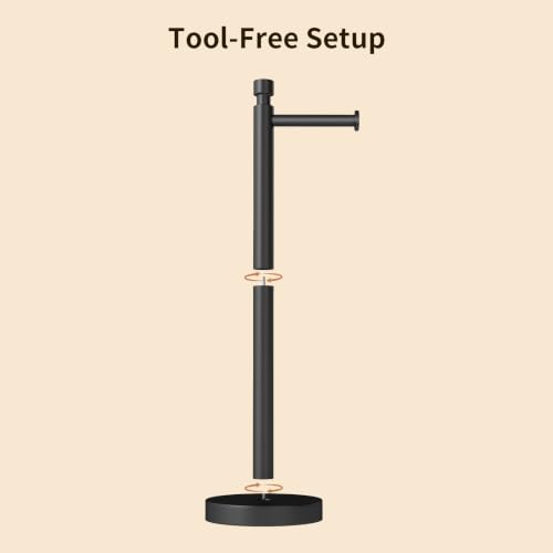 YUMORE Toilet Paper Holder Stand, 4.4lbs Heavy Duty Stainless Steel Free Standing Bathroom Tissue Roll Holder, Matte Black - color: Black