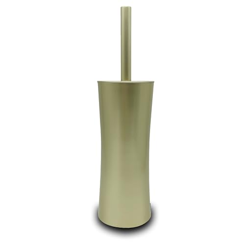 Vince Camuto Toilet Bowl Brush with Holder, Durable Bathroom Cleaning Tool, Modern Design for Easy Toilet Maintenance, Bathroom Cleaner Brush for Efficient Cleaning and Hygiene - color: Satin Matte Gold
