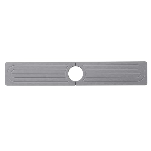 Diatomite Faucet Mat for Kitchen Sink, Quick-Dry Stone-Like Sink Mat, Flat Lay Absorbent Countertop Drying Mat for Faucet Area, Hard Diatomite Mat, Gray, 15.8 x 4 in - color: Gray-D2
