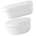 Beaupretty 2pcs Portable Travel Soap Box with Lid Leakproof Drainable Soap Holder Set White Rectangular Round Bathroom Case for Shower and Travel Use