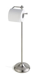 SunnyPoint Bathroom Free Standing Toilet Tissue Paper Roll Holder Stand with Reserve Function, Satin Nickel - color: Satin Nickel