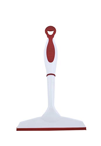 Superio 6” Window Squeegee with Grip Handle and Hanging Hook. (Red) - color: Red