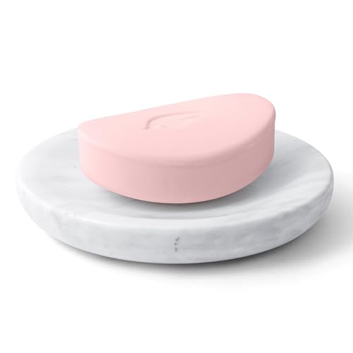 Marble Soap Dish Italy Natural Stone Sponge Holder for Bathroom Tub Shower Kitchen Sink, Handcraft Round Soap Case Organizer Trinket Plate Jewelry Tray Coaster for Home Decor White (DL008) - color: White