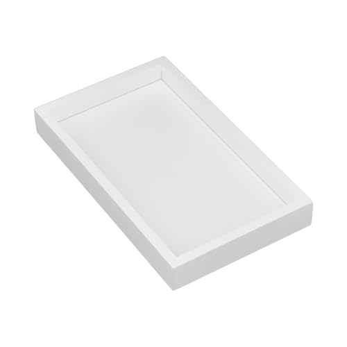 Natural Bamboo Serving Tray Platter 9.8 x 5.9 Rectangular, White - color: White, size: 9.8" x 5.9" x 1.2"