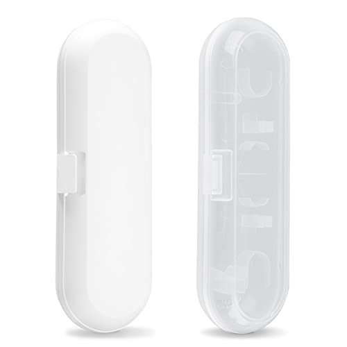 Fowecelt 2 Pack Electric Toothbrush Travel Case for Oral-B Pro and Other Electric Toothbrush, Portable Travel Toothbrush Holder (White & Clear) - color: White & Clear