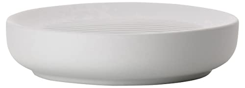 ZONE DENMARK Nova Porcelain Soap Dish with Sophisticated Simplicity Soft Touch Coating - Elevate Your Bathroom Décor, Practical Design, Style and Functionality- (Soft Grey) - color: Soft Grey, size: ∅12xh3cm