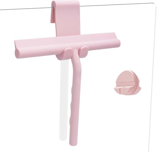 Silicone Shower Squeegee for Glass Doors Window Squeegee for Walls, Sink, Mirror, Bathroom, Car Window Cleaning - Pink - color: Pink, size: without loop