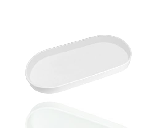 White Small Tray (11.8 inch), Oval Tray, Countertop Organizer | for Kitchen Counter, Bathtub Bathroom Vanity Items, Coffee Accessory, Bar, Serving Seasoning, Salt and Pepper, Soap, Perfume. - color: White, size: 11.8" x 5.9" x 1.2"